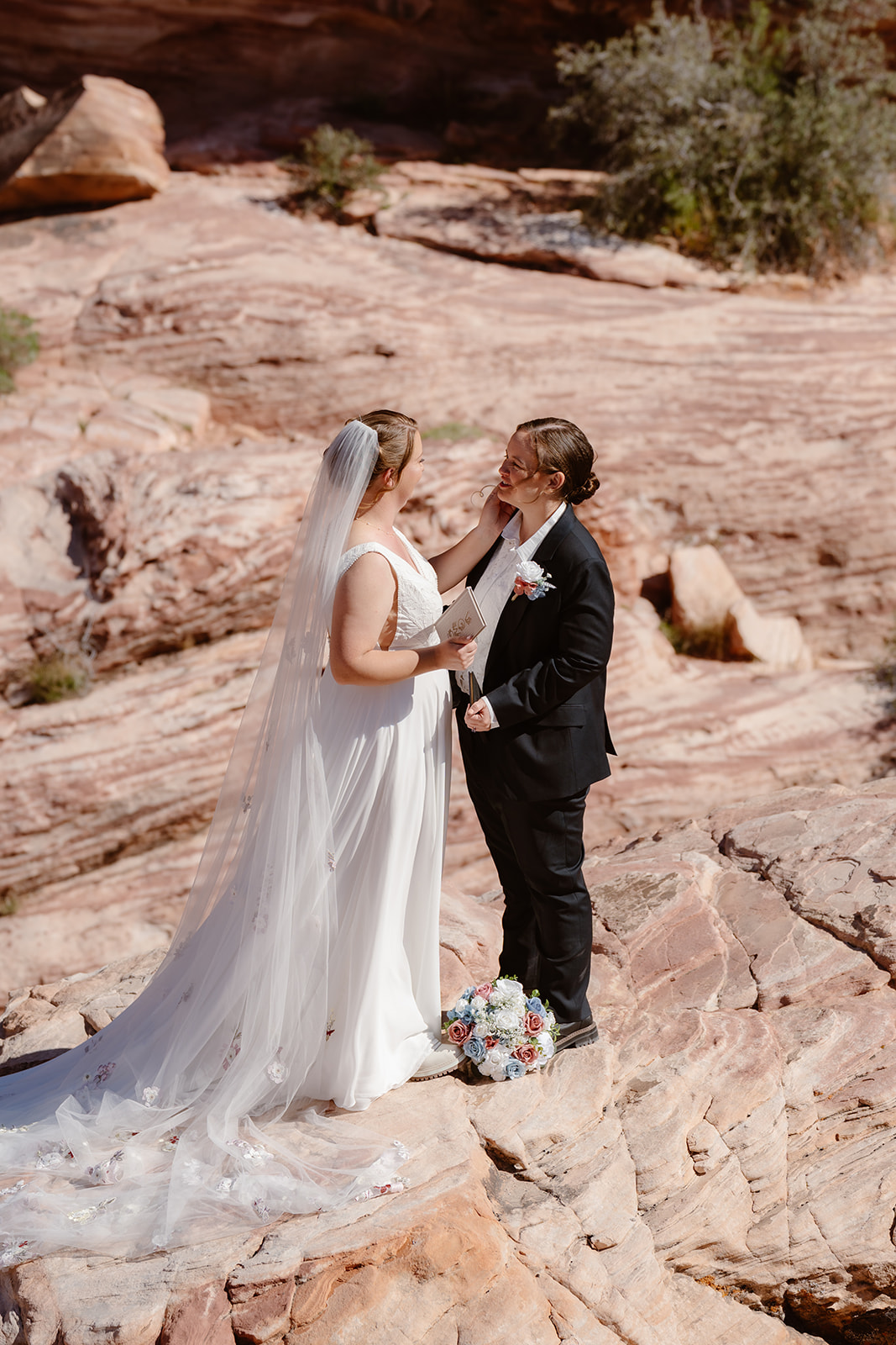 Two women say private vows at their queer elopement in Red Rock Canyon